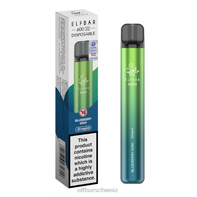 Elfbar 600v2 Einweg-Vaporizer – 20 mg 844PZ23 Blaubeer-Kiwi
