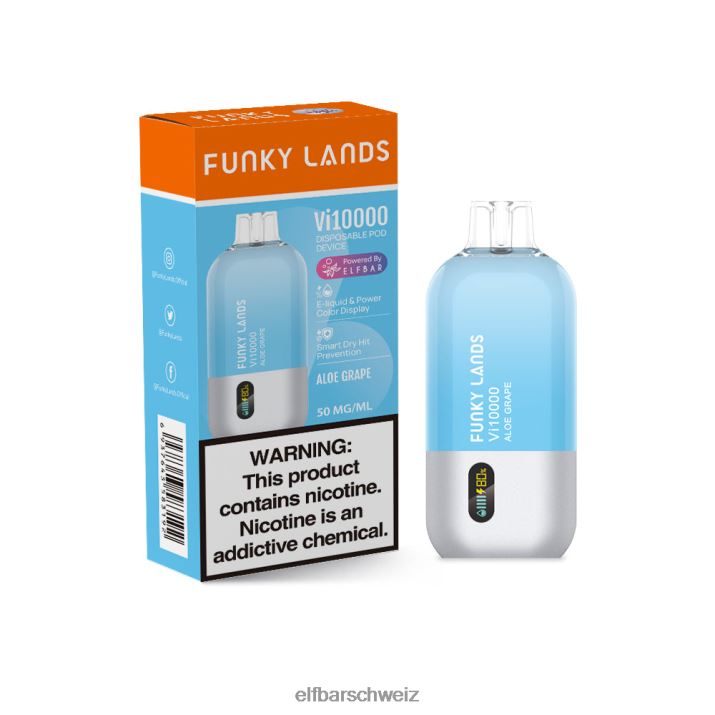 Funky Lands Best Flavour Einweg-Vape VI10000 Grape Series Cranberry-Trauben-Duo-Eis ELFBAR 8T2RT150