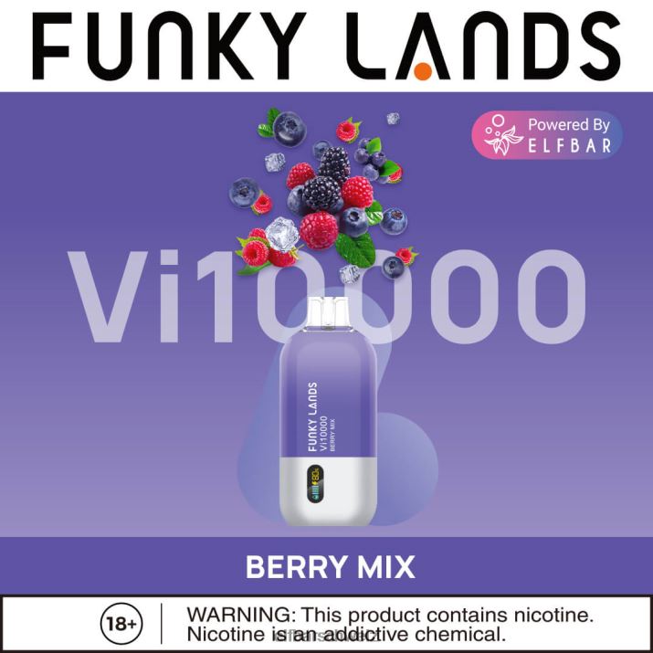 Funky Lands Einweg-Vape VI10000 Züge Blaubeer-Rosen-Minze ELFBAR 8T2RT163